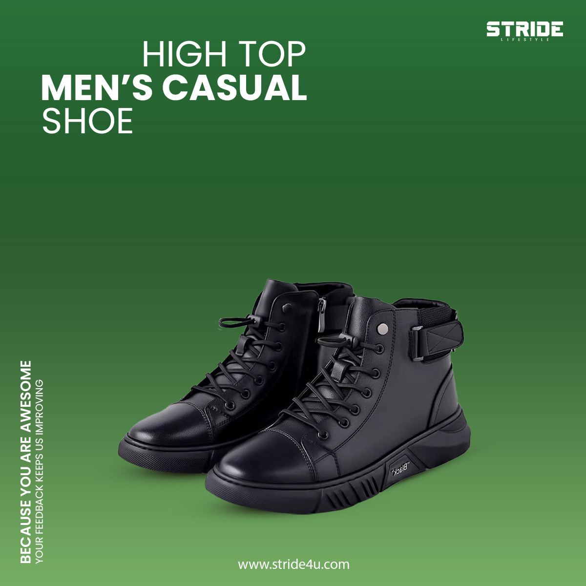 High-top Casual Leather Boots, Round Toe Stylish Casual Shoe, Waterproof, Non-Slip, Shock