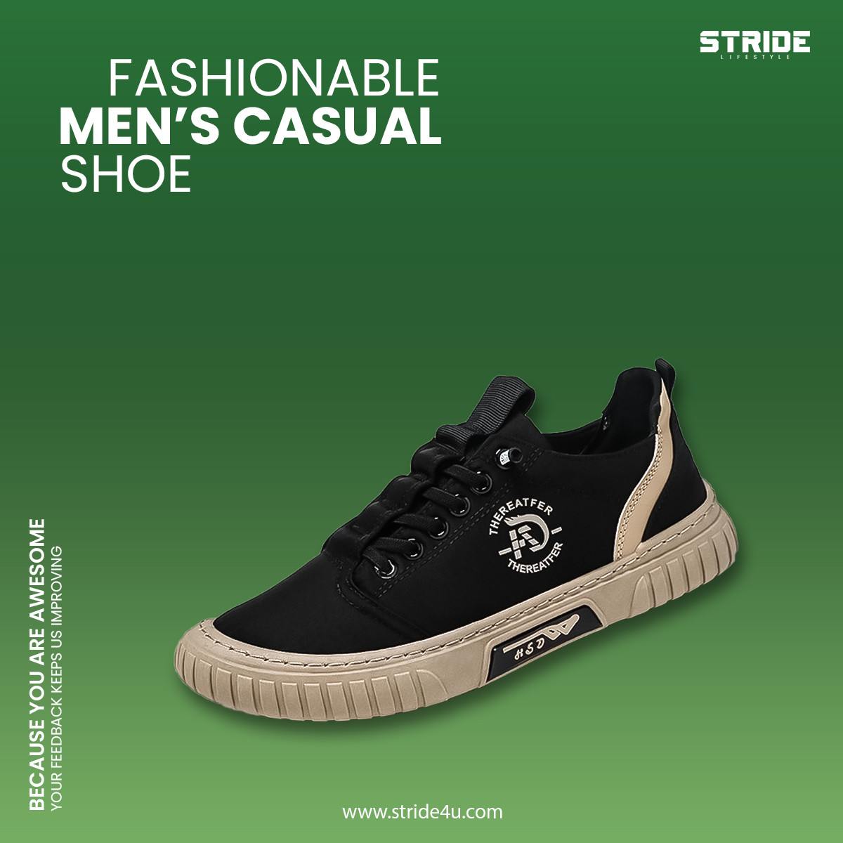 Fashionable Casual Men's Shoes, Outdoor Stylish Non-Slip Sport Jogging Shoes- Black